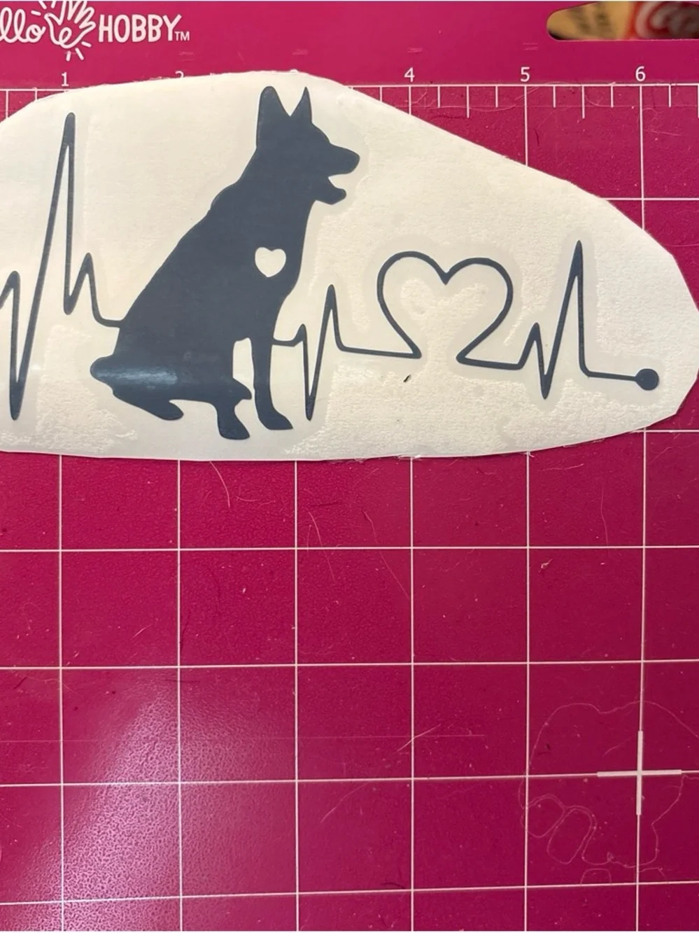 Pet Heartbeat Dog Silhouette Wall Decal - Gray
